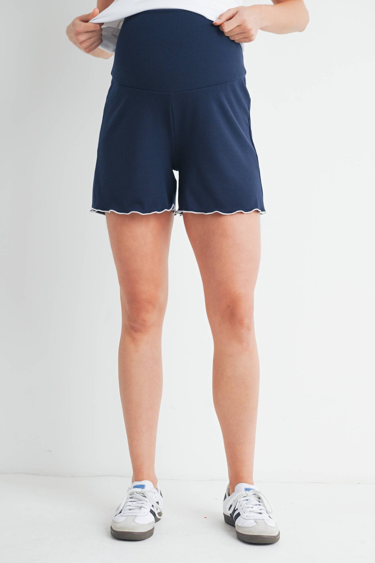 Ribbed Maternity Lounge Shorts with Over the Bump Waistband