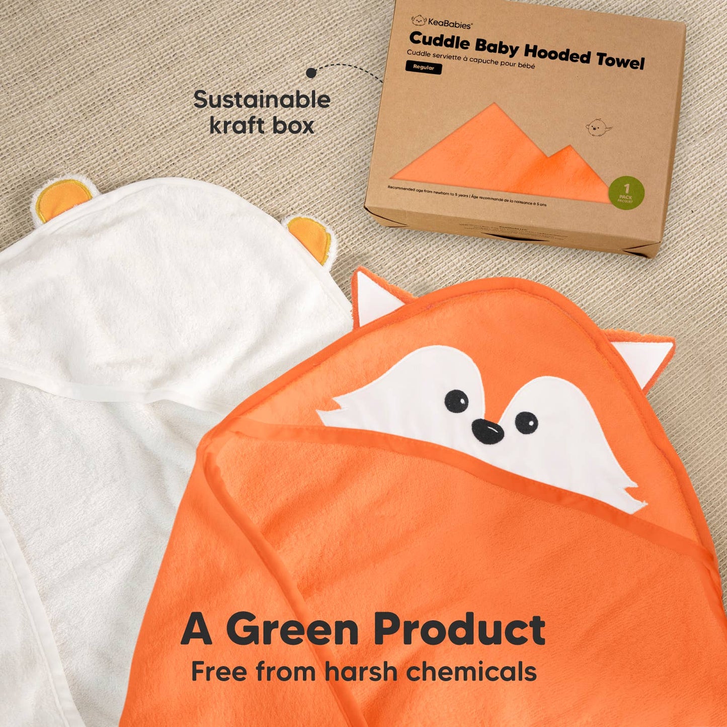 KeaBabies Cuddle Baby Hooded Towel