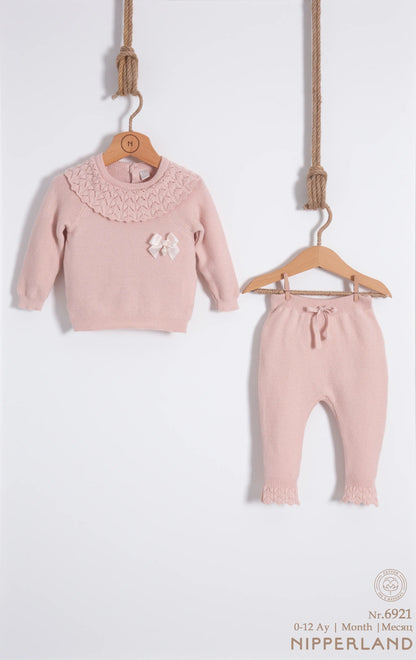 Crochet Collar Sweater 2 Piece Set