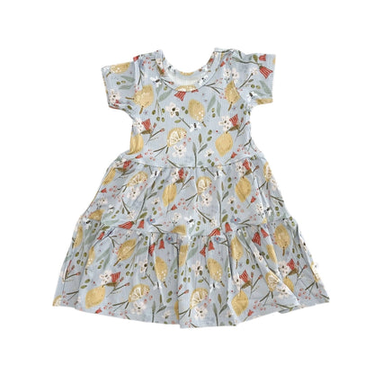Lemon Floral Short Sleeve Twirl Dress