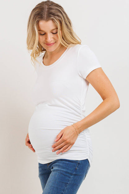 Ruched Short-Sleeve Maternity T-Shirt