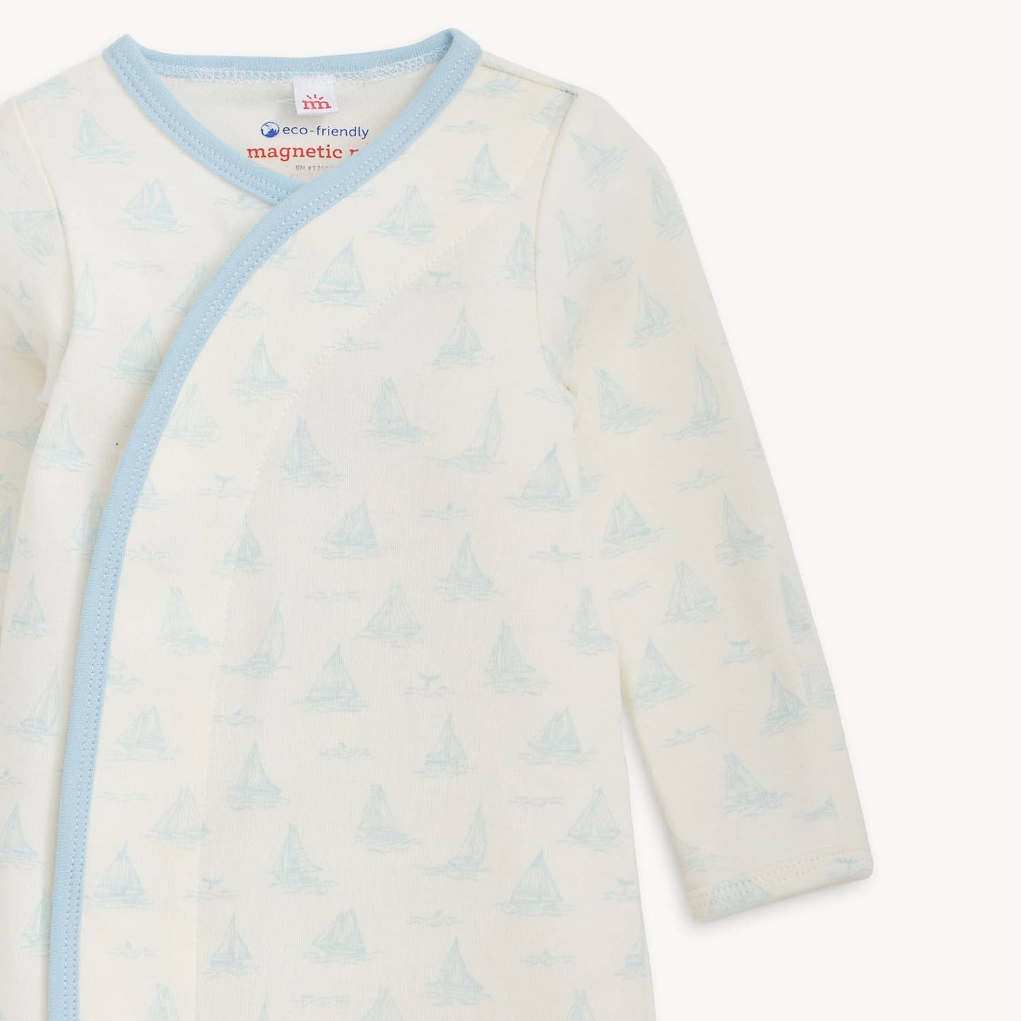 TINY TIDES BL ORG COT MAGNETIC GOWN + HAT SET