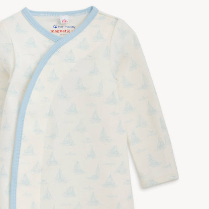 TINY TIDES BL ORG COT MAGNETIC GOWN + HAT SET