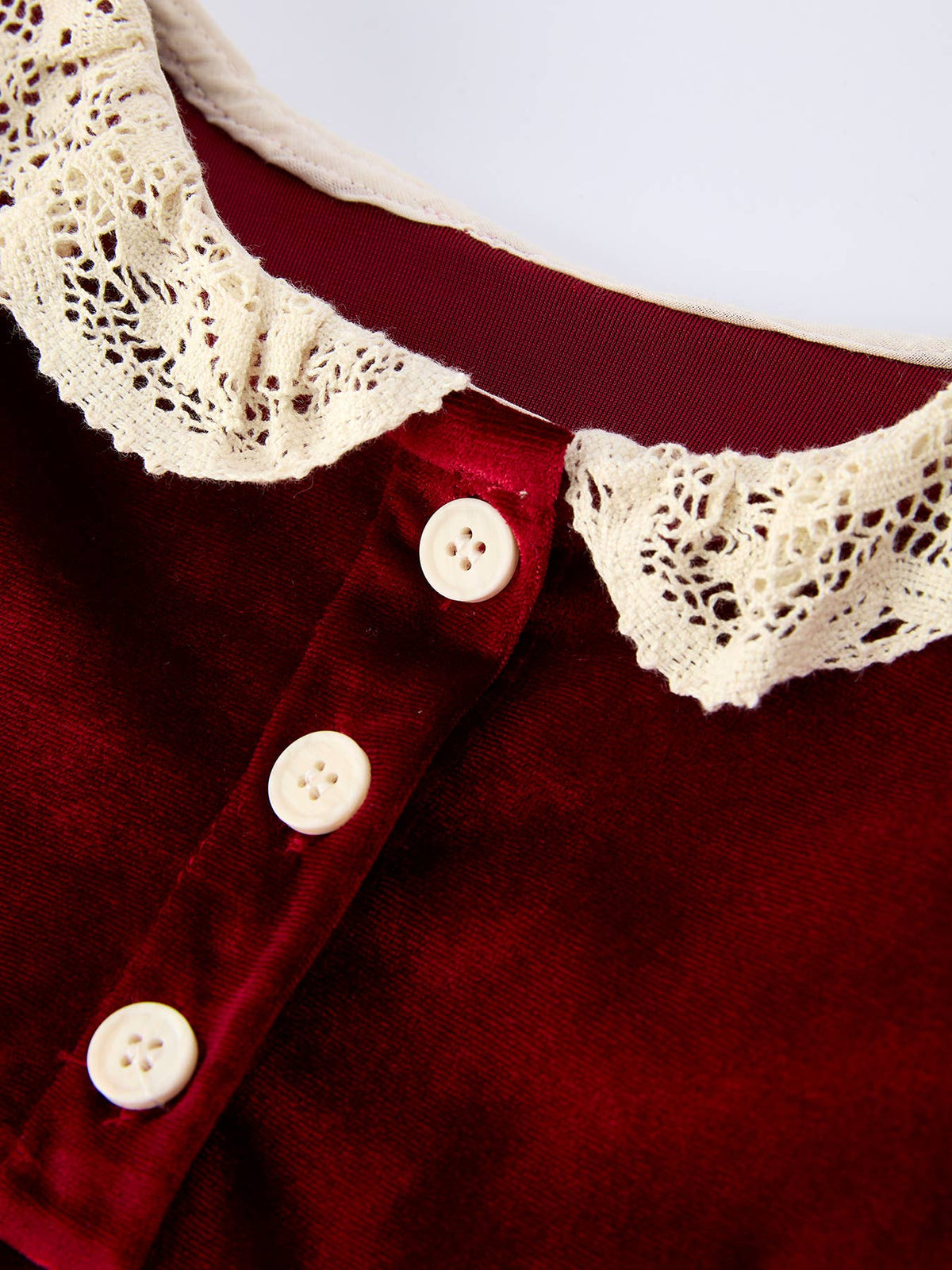 Christmas Long Sleeve Lace Girls' Dress - Red / Romper / 6M