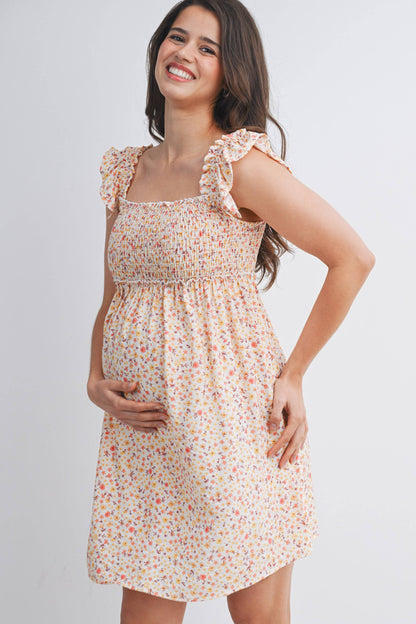 Floral Smocked Maternity Dress