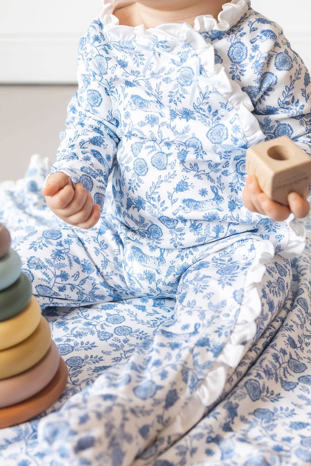 Floral Bunnies Pima Baby Onesies