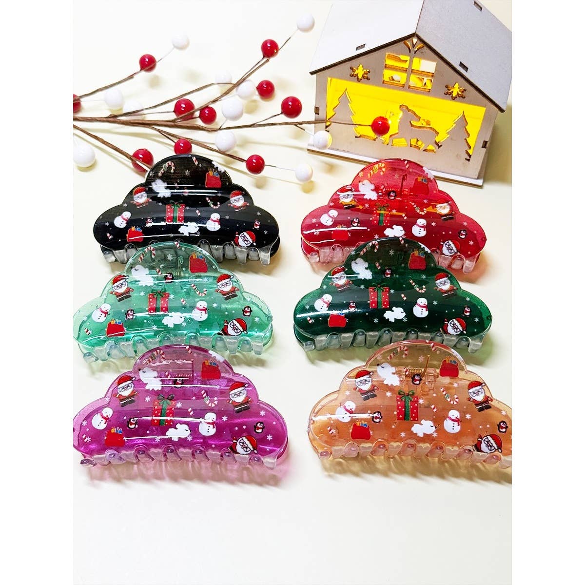 Adorable Christmas Print Hair Claw Clip