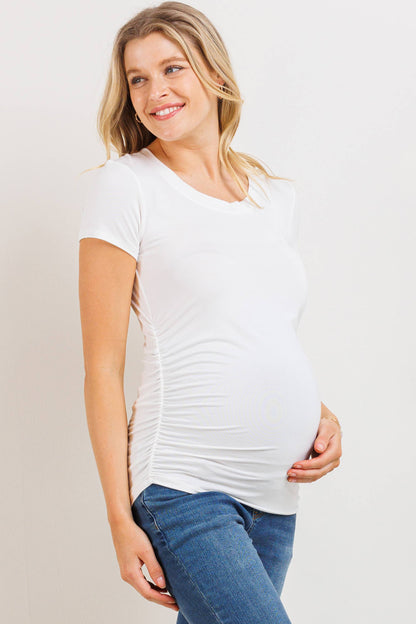 Ruched Short-Sleeve Maternity T-Shirt