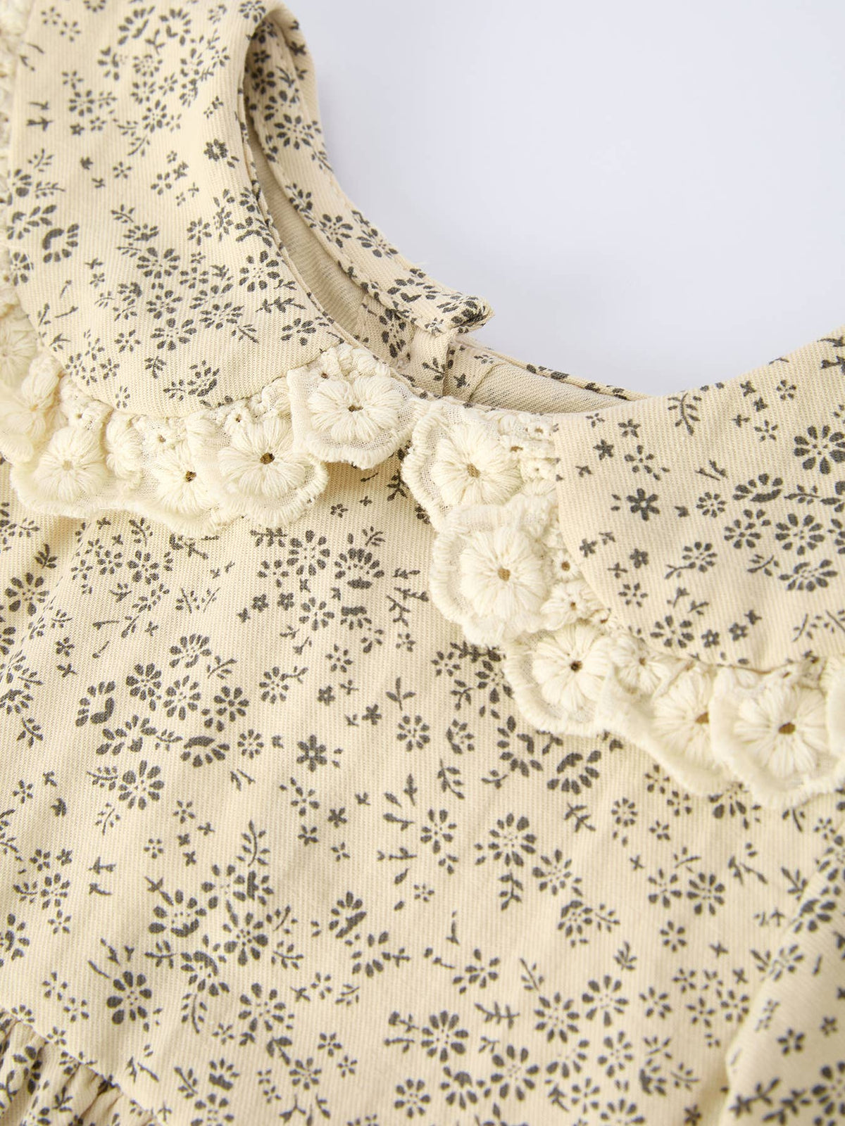 Apricot Lace Collar Baby Romper Girl's Floral Dress