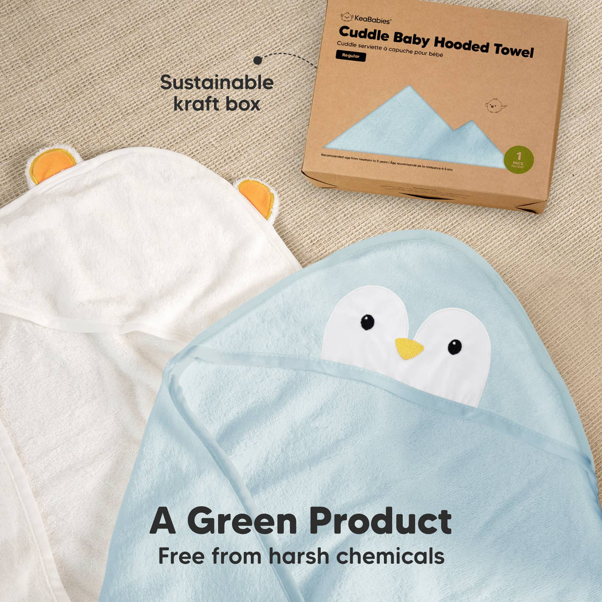 KeaBabies Cuddle Baby Hooded Towel