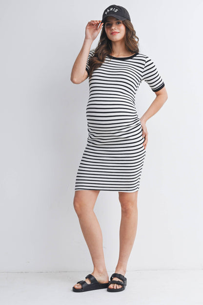 Striped Bodycon Maternity Dress