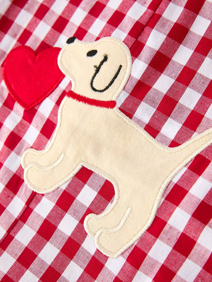 Romper with Applique Heart Dog