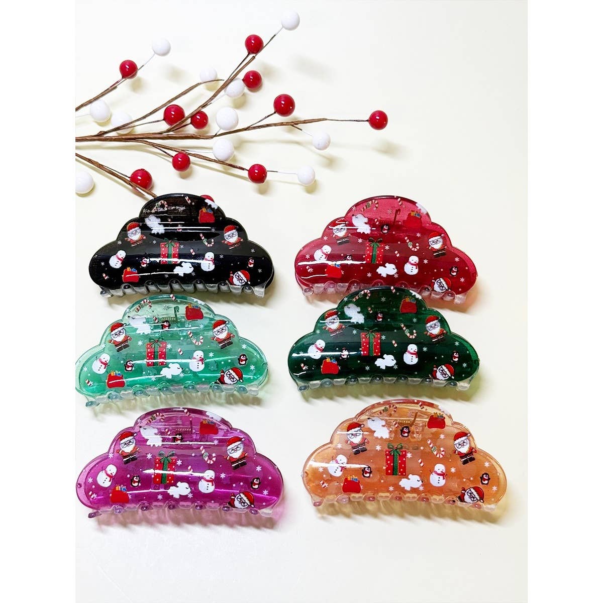 Adorable Christmas Print Hair Claw Clip
