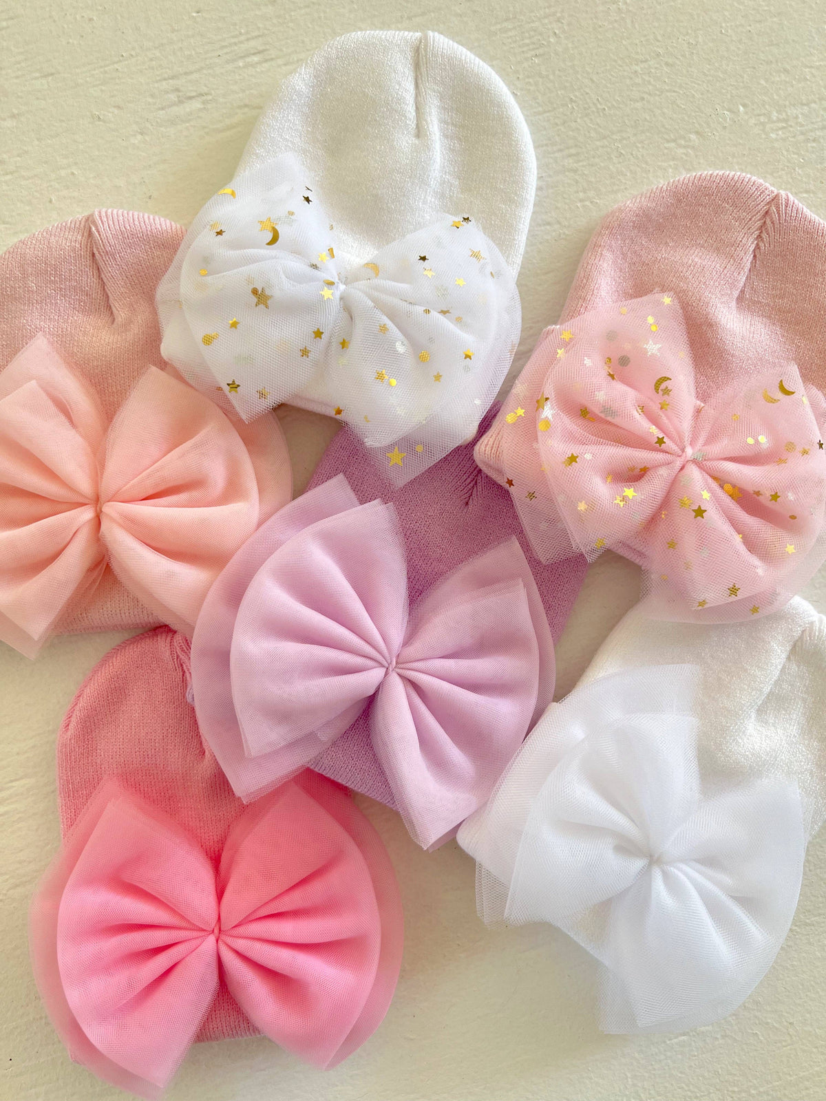 Pink Tulle Bow Baby Hat