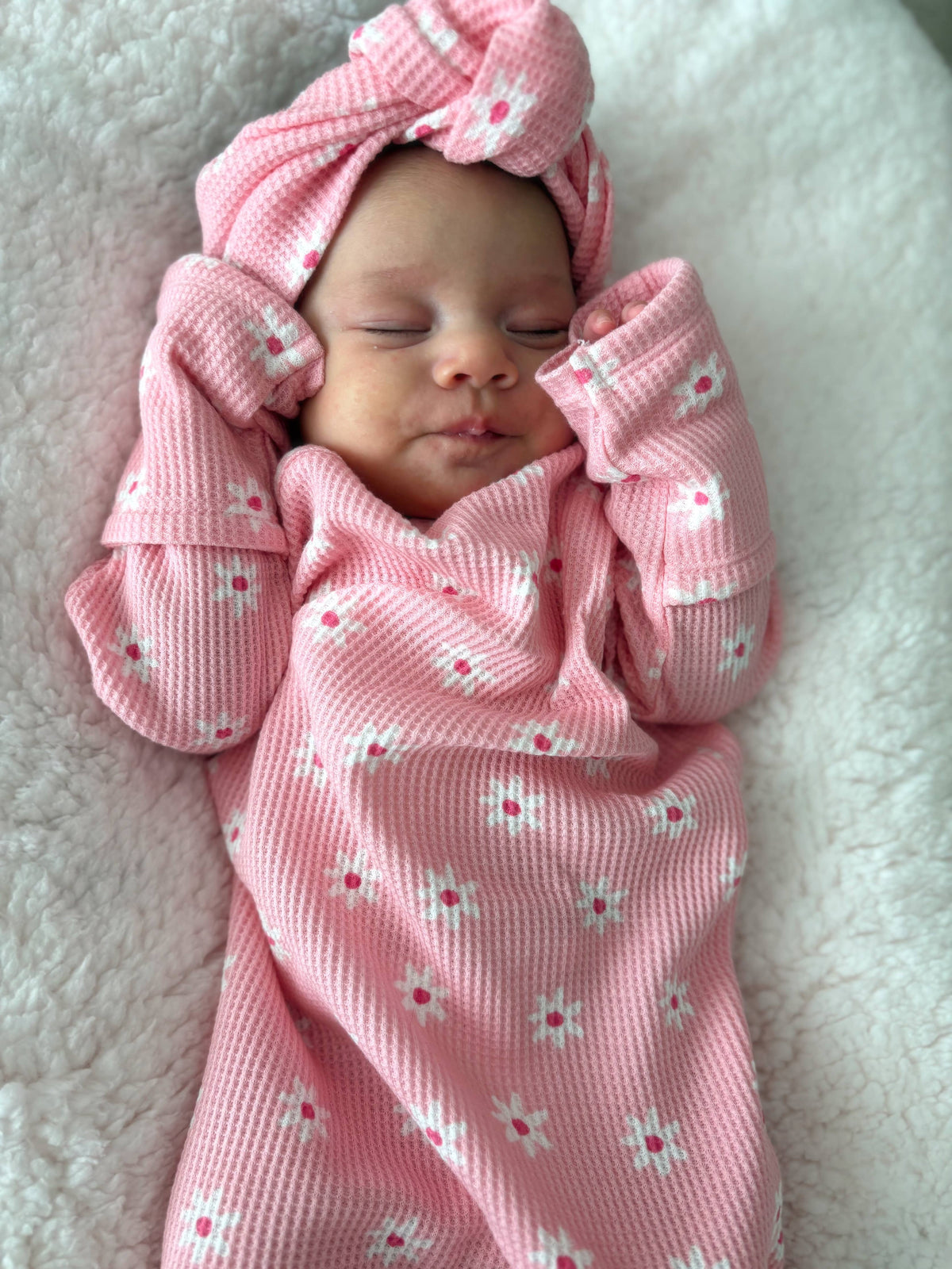 Pink Flower Organic Waffle Gown