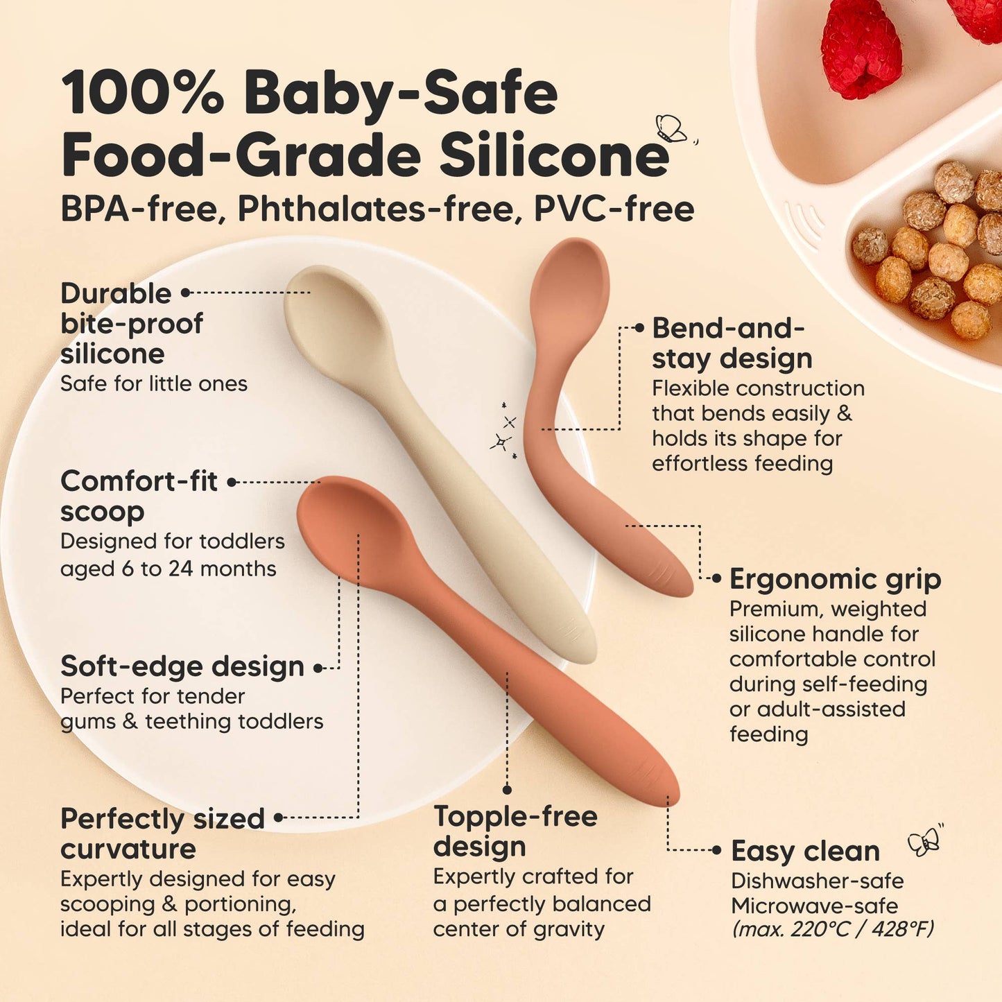 3-Pack Prep Silicone Baby Spoons