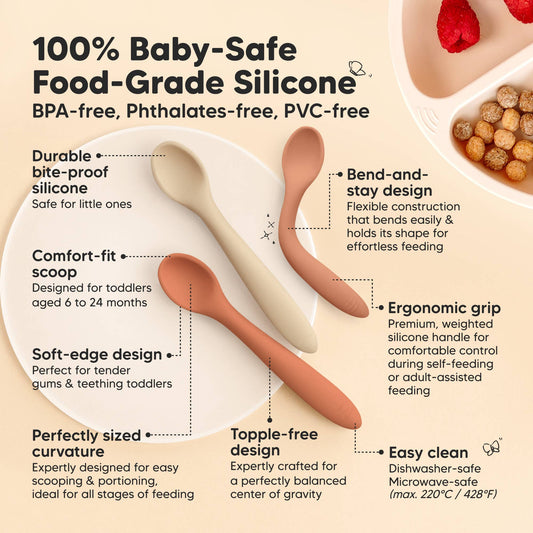 3-Pack Prep Silicone Baby Spoons