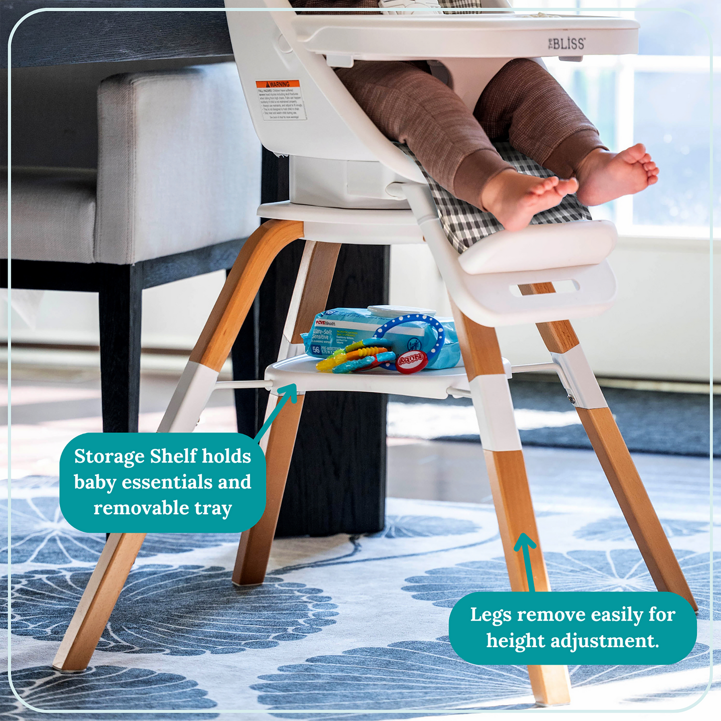 TruBliss Baby 2-in-1 Turn-A-Tot High Chair with 360 degree Swivel