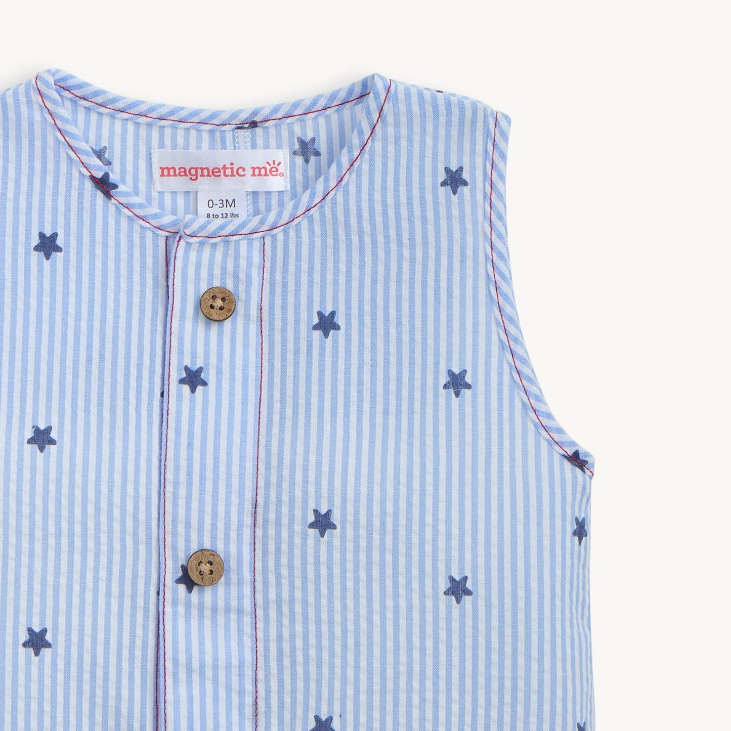 SEERSUCKER STRIPE STARS SLVLESS PANT ROMPER