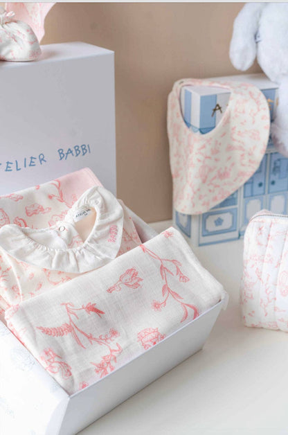 Newborn Set 5 Piece - Toile De Jouy/Pink