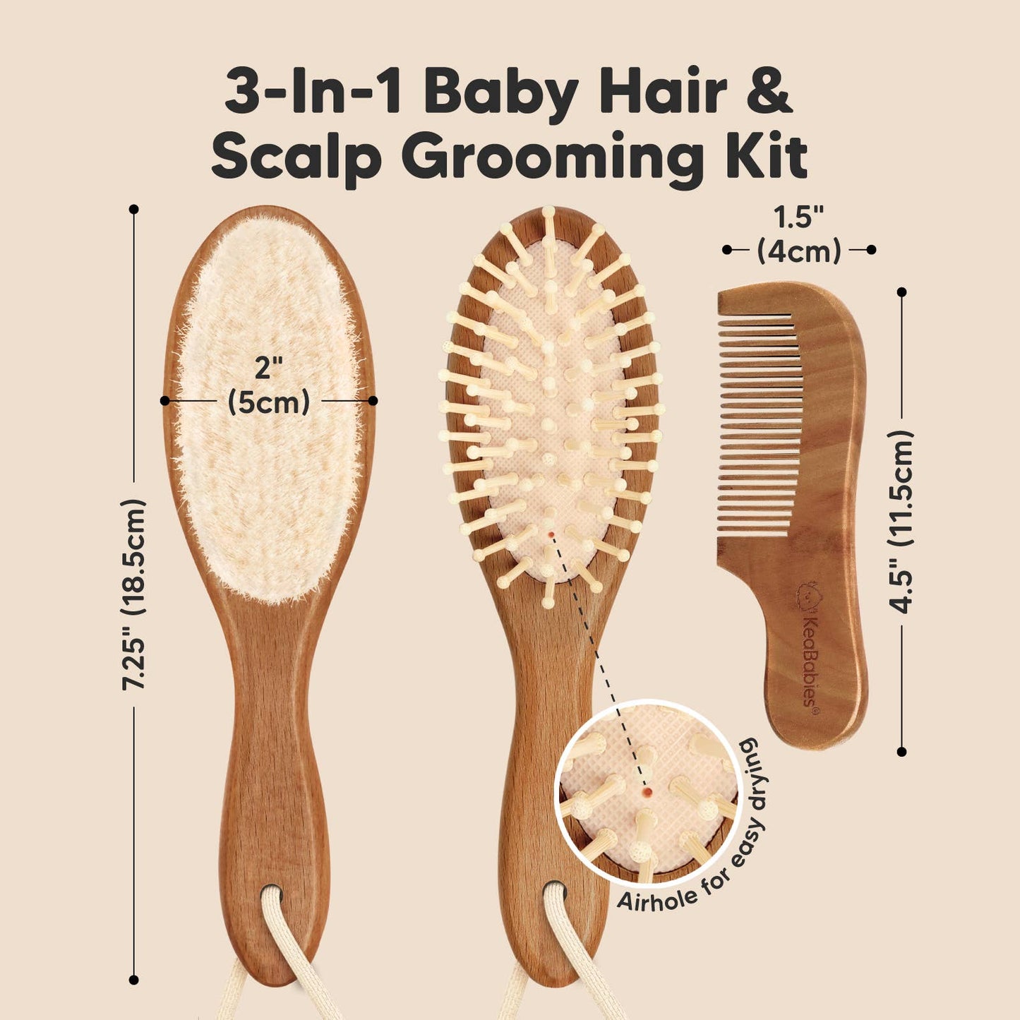 Baby Wooden Hairbrush Set