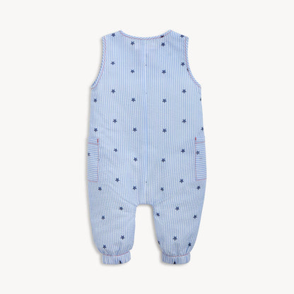 SEERSUCKER STRIPE STARS SLVLESS PANT ROMPER