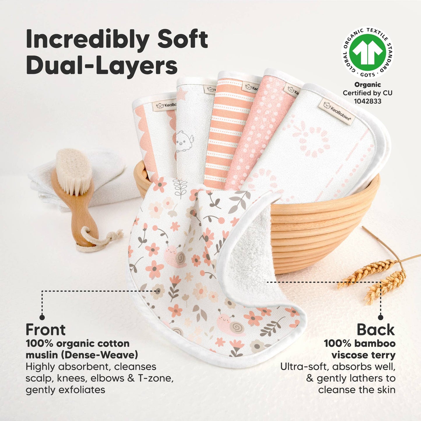 6-Pack Organic Cami Baby Washcloths