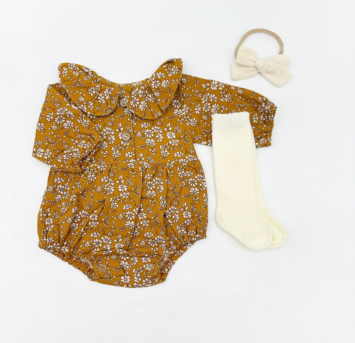 Mustard Floral Romper Set
