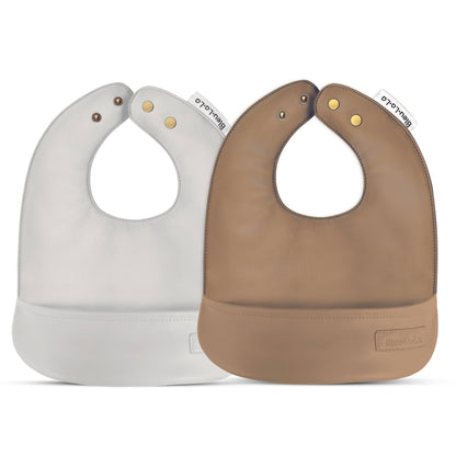 2 Soft Vegan Leather Bibs 0-12 Months