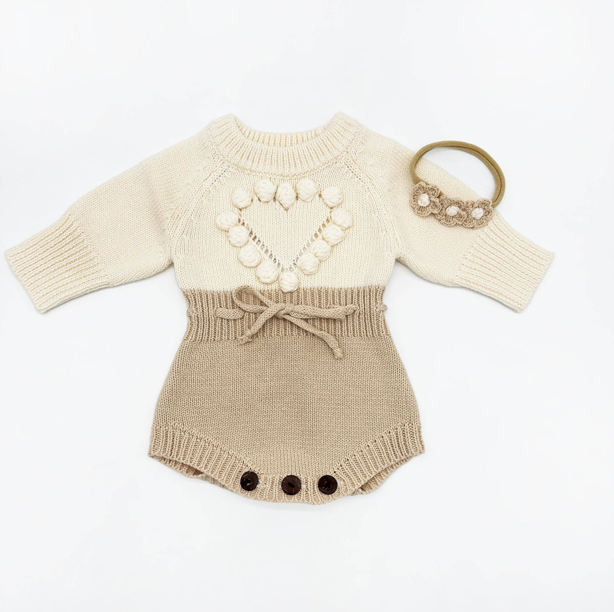 Cream Heart Romper Set 3-6 (new)