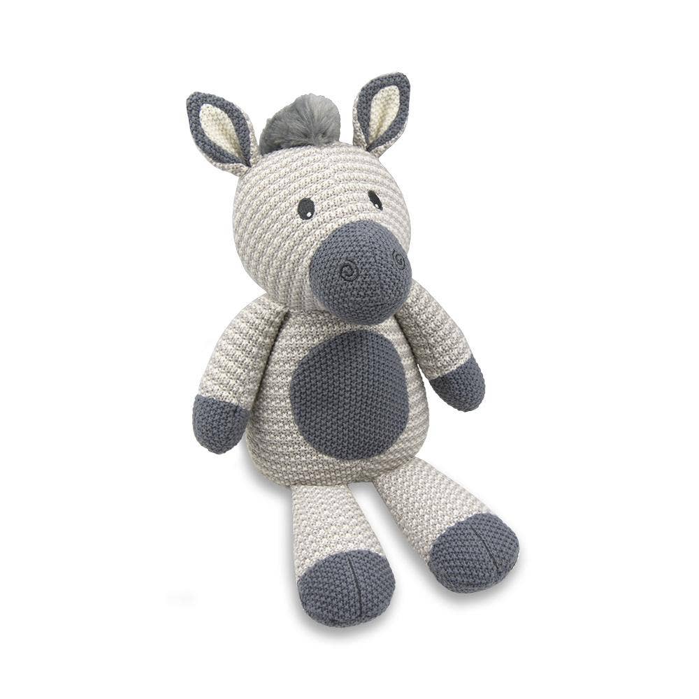 Whimsical Cotton Knitted Toy - Zac Zebra