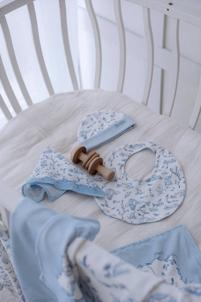 Newborn Set 5-Piece- Toile De Jouy/Blue