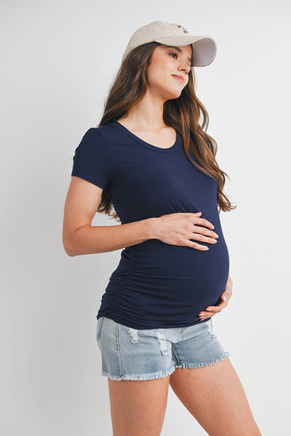 Ruched Short-Sleeve Maternity T-Shirt