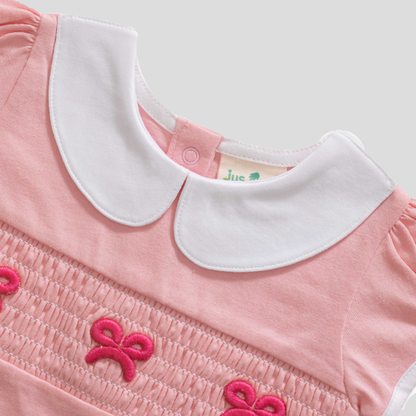 Ribbon Puffed Sleeve Romper