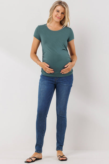 Ruched Short-Sleeve Maternity T-Shirt