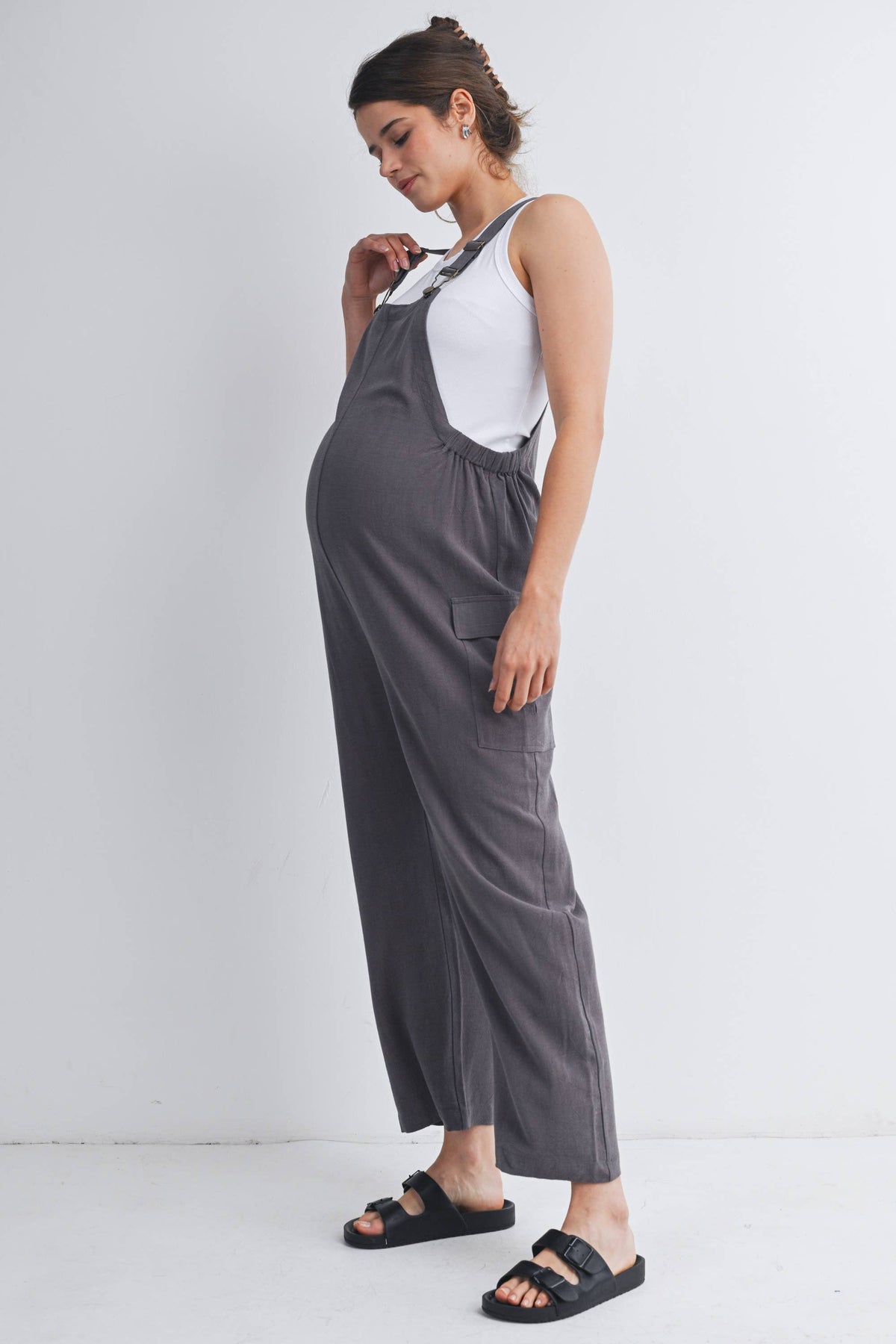 Straight Leg Maternity Adjustable Overalls