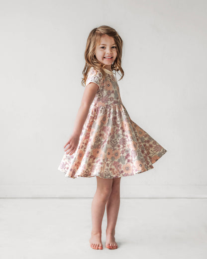 Vintage Floral Collar Twirl Dress
