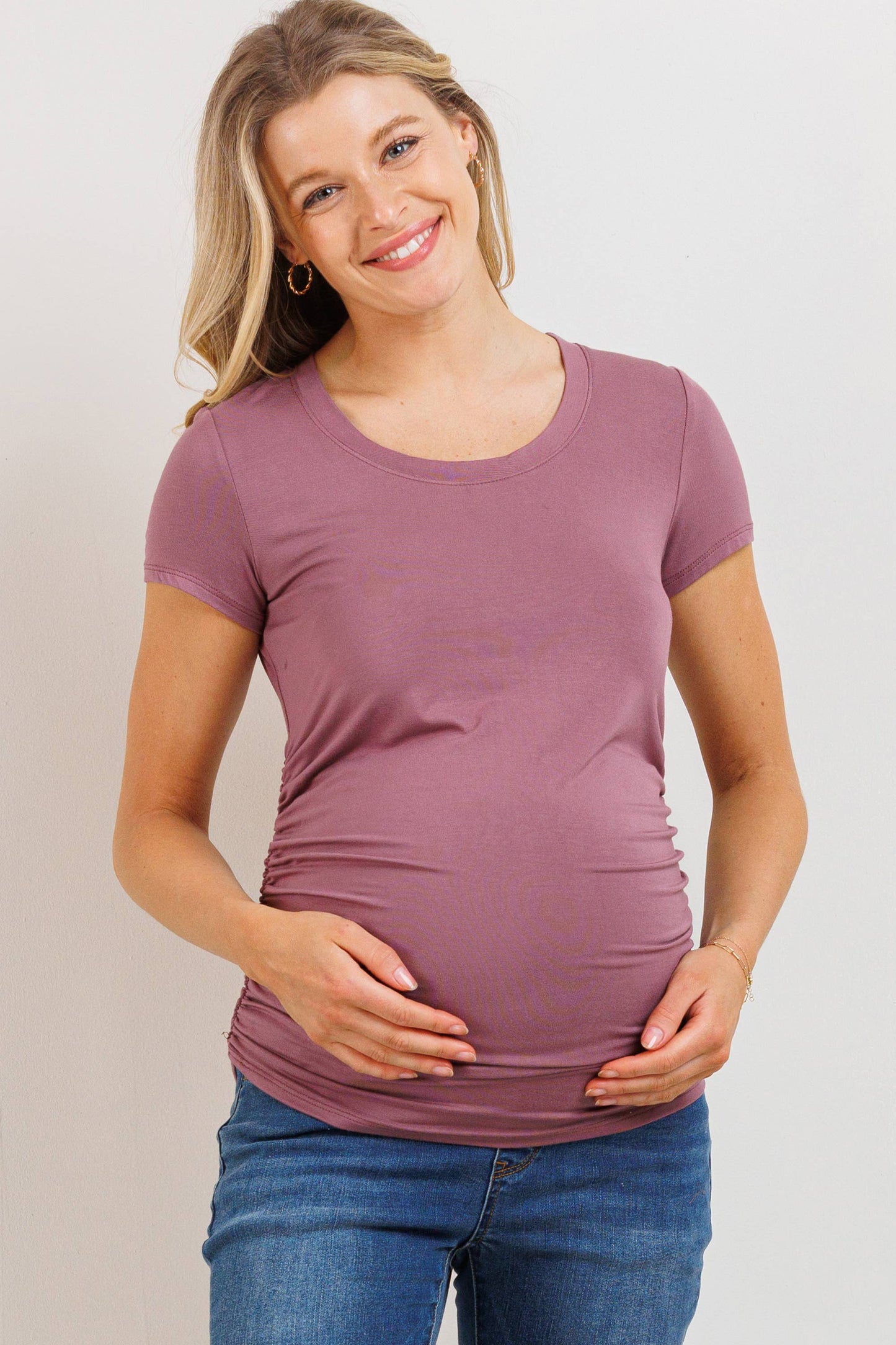 Ruched Short-Sleeve Maternity T-Shirt