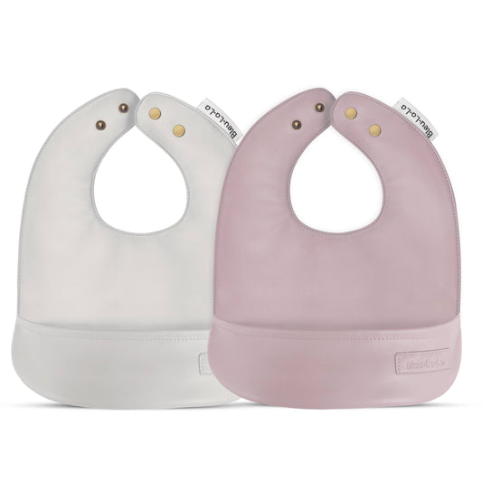 2 Soft Vegan Leather Bibs 0-12 Months