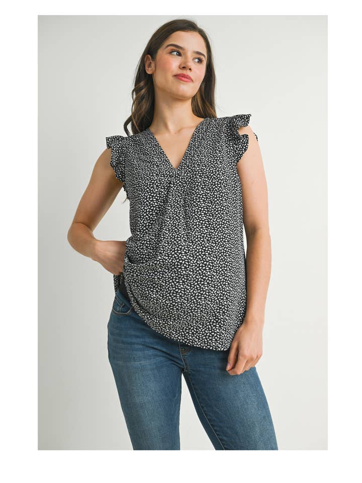 V-Neck Ruffle Maternity Top