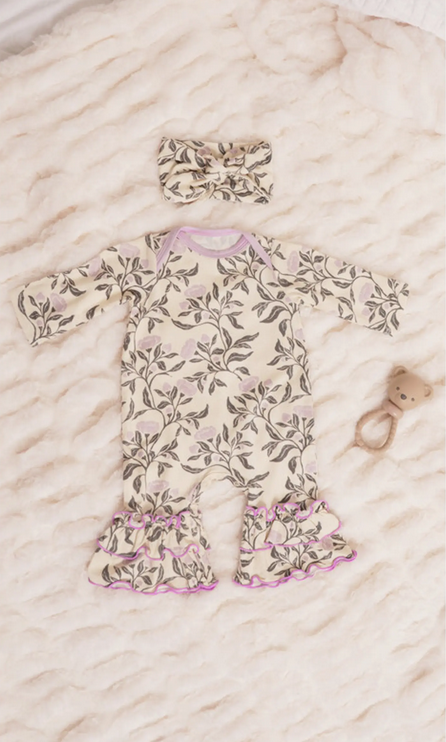 Ruffle Romper & Head Wrap Set - Poppy